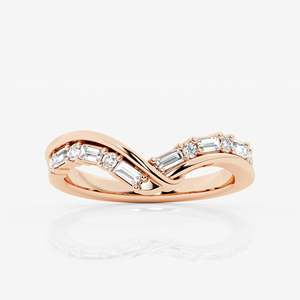แหวนทองคำประดับเพชรทรงบาแกตต์แบบ Eternity Band ดีไซน์ช่องฝังเพชร สำหรับผู้หญิง เครื่องประดับโรแมนติกชั้นดี - Product Image 1