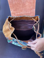 Sacs à dos en cuir véritable Jacquard Kilim, faits à la main Sac à dos en cuir vintage de style occidental Sacs à dos unisexes uniques de style bohème rustique