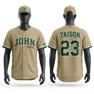Softball Jersey Olive Green Yellow <b>White</b> Polyester Interlock 200 GSM Sublimation Embroidery Custom 105 chars - Product Image 3