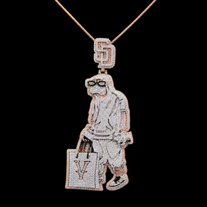 Colgante de Mono de Dibujos Animados Chapado en Oro Rosa de Gran Venta con Bolsa y Logotipo SD, Micro Pavé de Diamantes Moissanita, Amuleto de Joyería Hip Hop para Hombre - Product Image 4