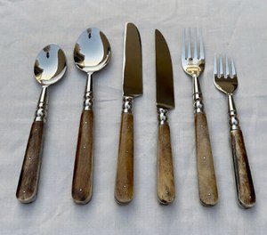 Elegant Style Flatware <b>Set</b> 18/<b>8</b> Stainless Steel With Resin Handle Cutlery <b>Set</b> of 7pcs Durable Mirror Polish <b>Dinnerware</b> Utensil - Product Image 2