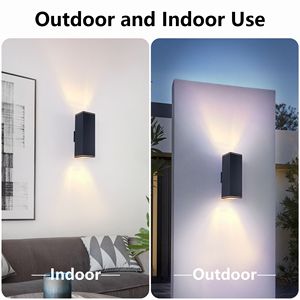 Lampada da Parete Moderna per Esterni Mirrea a 2 Luci, Tubo Rettangolare in Alluminio con Copertura in Vetro Temperato, Impermeabile per Portico e Patio - Product Image 4