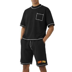 Ensemble 2 pièces pour homme, imprimé, été, t-shirt et short décontractés, respirant, polyester et coton, nouvelle arrivée, vêtements tendance, t-shirt et short - Product Image 1