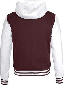 Blouson universitaire Letterman 2026 pour hommes, style bomber, à boutons-pression, bicolore, avec capuche, inspiré des maillots de football - Product Image 3