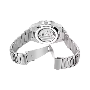 Reloj mecánico unisex de acero inoxidable, caja redonda de 41 mm, esfera analógica, cristal de zafiro, cierre plegable, resistente al agua - Product Image 2