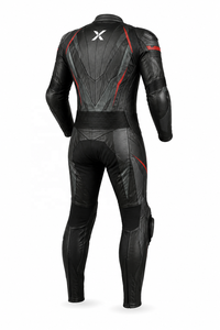 X Sport Custom Fit One-Piece Leather Motorcycle <b>Suit</b> | Black <b>Red</b> Gray | X Logo | OEM ODM Manufacturer | Premium Design | Racing - Product Image 2