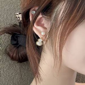 Pendientes de Calabaza de Estilo Chino para Mujer, con Aguja de Plata S925, Perlas Naturales de Agua Dulce, Accesorios Festivos de Alta Gama - Product Image 4