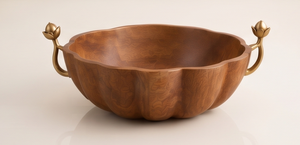 Bol en bois de manguier de qualité supérieure avec poignée festonnée, finition noyer riche, plat de service, décoration de centre de table - Product Image 4