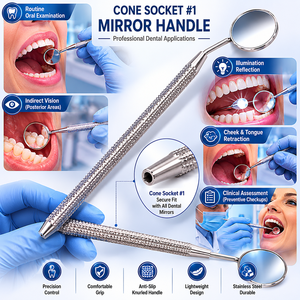 Cone Socket Mirror Handle #1 Dental Mirror Handle Stainless Steel Zetomed Pro - Product Image 3