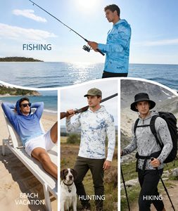 เสื้อคลุมมีฮู้ดสำหรับตกปลา UPF 50+ สำหรับผู้ชาย ระบายอากาศได้ดี แขนยาว ป้องกันรังสียูวี เหมาะสำหรับกิจกรรมกลางแจ้ง เดินป่า วิ่ง ว่ายน้ำ ป้องกันผิวแพ้ง่าย - Product Image 6