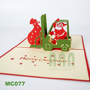 Tarjetas de Felicitación Navideñas Personalizadas con Diseño 3D Pop-up de Santa Claus, con Troquelado y Estampado en Caliente, de Papel, para Agradecimiento, Hechas en Vietnam - Product Image 1