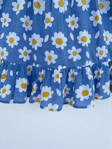 <b>Women</b> Blue <b>Daisy</b> Floral Print Cotton Mini <b>Dress</b> Beach Vacation Summer <b>Dress</b> Short Sleeve Resort Wear - Product Image 4