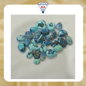 Turquoise naturelle Golden Hill, cabochons de formes variées, dos plat et lisse, bleu, 2-10 carats, turquoise du Kazakhstan non traitée, pierres précieuses en vrac - Product Image 2