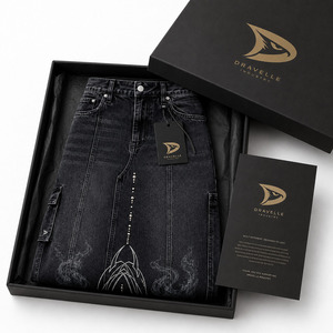 Jupe cargo en jean gothique pour femme, style Y2K, noire délavée, longueur midi, taille haute, poches utilitaires, rivets, streetwear - Product Image 6