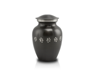 Pet Memorial Cremation <b>Urn</b> with Paw Print Design Matte Black Metal Round Sympathy Keepsake for Dog <b>Cat</b> pet cremation <b>urn</b> - Product Image 4