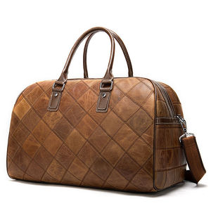 Sac de voyage en cuir véritable de luxe, motif géométrique, marron, durable - Product Image 6
