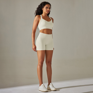 Conjunto Deportivo Sin Costuras para Mujer, Sujetador Deportivo Cruzado, Shorts de Cintura Alta con Efecto Levanta Glúteos, Ropa de Gimnasio y Yoga para Damas - Product Image 4