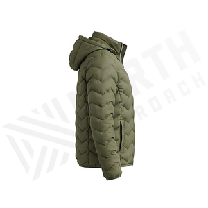 Veste matelassée respirante à capuche en tricot pour femme, hiver, manches longues, couleur unie, rembourrage en polyester, fermeture éclair, longueur normale - Product Image 3
