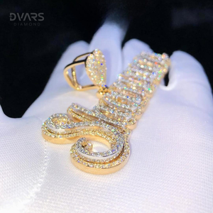 Pendentif personnalisé en argent 925 avec initiale en lettres cursives, style hip-hop, lettres de nom, luxe glacé, Moissanite certifiée, pour rappeur - Product Image 5