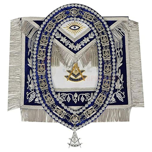 Ensemble d'étole maçonnique en cuir Rite écossais AASR 33 degrés avec étole, col et gauntlets brodés du drapeau national personnalisé à coudre - Product Image 5