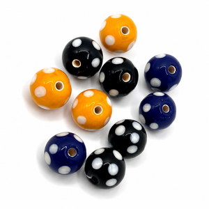 Cuentas de vidrio Skunk hechas a mano, cuentas comerciales de lunares, cuentas redondas de lampwork para la fabricación de joyas, manualidades, collares, pulseras, cajas y coníferas - Product Image 1