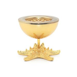 เตาเผากำยานรูปปลาดาวทองคำขายส่ง จำนวนมาก หรูหรา ทำจากโลหะ ฝาปิดแบบโปร่ง สำหรับใส่บาคูร์ ตกแต่งโต๊ะสไตล์ทะเลสมัยใหม่ - Product Image 1