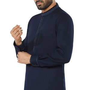 Navy Blue Signature Shalwar Kameez Premium Tailored Finish Soft Blend Refined Design <b>Pakistani</b> Men's Shalwar Kameez - Product Image 2