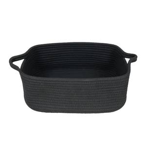 Black Fiber <b>Storage</b> <b>Baskets</b> With Handles Oval Shape Multi Purpose Neatening Containers Set - Product Image 1