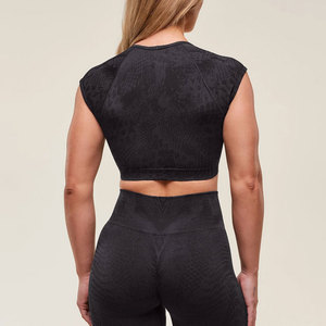 T-shirt de sport respirant et élastique pour femme, coupe courte, décontracté, pour yoga et fitness, design crop top, ajusté - Product Image 6