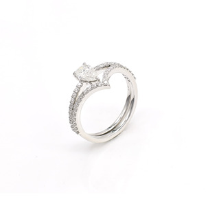 Ready To Stock Diamond <b>Ring</b> 7x5mm Pear Cut White Diamond Stackable <b>Ring</b> with 14k Fine White Gold Promise <b>Ring</b> For <b>Couple</b> US-7 - Product Image 1