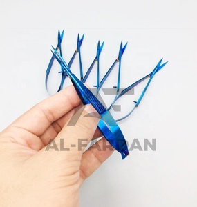 Ciseaux à sourcils bleus couleur plasma, à pointe droite et courbée, en acier inoxydable massif, ciseaux russes pour maquillage et cils - Product Image 3