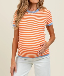 Short Sleeve O Neck Round Stripes Design Stylish Skinny Slim Maternity T <b>Shirt</b> Pregnant Woman Nursing Breathable Feeding T-<b>Shirt</b> - Product Image 3