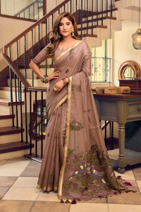 Magnifique et charmant sari en coton Khadi, Minakari, pur, de créateur, traditionnel, ethnique indien, pour mariée et fête, séchage rapide - Product Image 6
