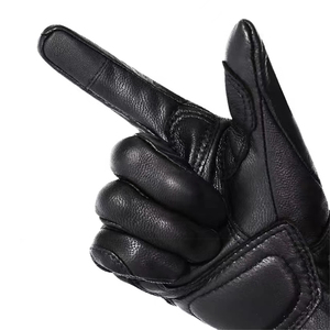 Gants de moto en cuir véritable à doigts entiers pour hommes, faible MOQ, personnalisables, coupe-vent et respirants - Product Image 4
