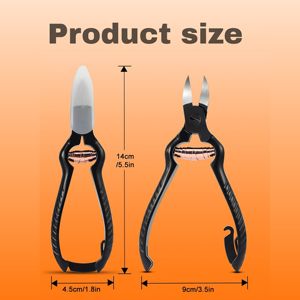 Cortauñas de acero al carbono de 15 cm con punta curva y afilada para uñas encarnadas gruesas, con apertura de mandíbula ancha, duradero, para podólogo y uso infantil - Product Image 5