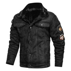 Men's <b>Vintage</b> High Street Faux <b>Fur</b> Lining Patch Design Windproof Winter <b>Coat</b> Stand Collar Regular Fit - Product Image 3