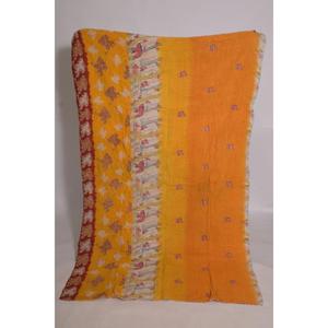 Boho Kantha <b>Quilt</b> Vintage Indian Floral Printed Handmade Cotton <b>Throw</b> Eco Friendly Reversible Bedspread All-Season Washable - Product Image 2