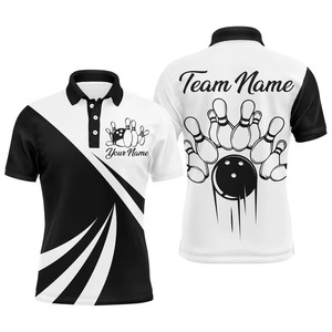 Wholesale High Quality Polyester/Cotton Sporty Style <b>Bowling</b> for Shirt with Knitted Fabric Custom Colors Logo Printing for Men - Product Image 5
