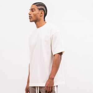 Camiseta de hombre transpirable de algodón 100% de 300 gramos, de manga corta, holgada, con estampado serigráfico, estilo oversize, para comercio transfronterizo. - Product Image 4