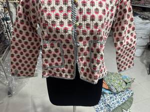 Hand Embroidered <b>Quilted</b> Cotton <b>Jacket</b> Women Mandarin Collar Floral <b>Pattern</b> Single Button Autumn Winter Wear GIFT FOR HER - Product Image 5
