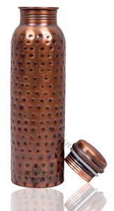 Rustic <b>Copper</b> Water Bottle With Dot Pattern Reusable Design - Product Image 4
