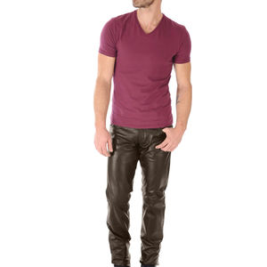 Modern Men Leather Pants Stylish Genuine Leather Slim Fit Casual Outdoor Biker Wear - Product Image 5