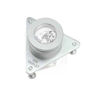 Loupe à triple lentille 10X avec support à 3 pieds |   Loupe en verre optique avec corps en aluminium pour bijoutiers et gemmologues (vente en gros OEM) - Product Image 1