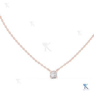 0.50 CT Princess Lab Grown Diamond Solitaire Station Necklace 14K/18K <b>Solid</b> <b>Gold</b> Flat Back <b>Pendant</b> Women's Luxury Gift Party - Product Image 2