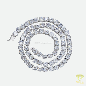 Collar de tenis atemporal con moissanita de piedra redonda y diamantes, de plata de ley 925, joyería de lujo de moda para importadores - Product Image 2