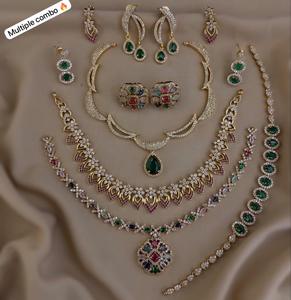 Conjuntos de collar de circonita cúbica de calidad premium, oferta combinada de conjuntos de joyería minimalistas, perfectos para fiestas y oficina, diseños hermosos. - Product Image 2