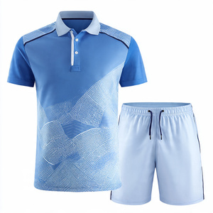 Printed Men's Customizable Sports Tennis Suit Breathable <b>Badminton</b> Polo Shirts and Shorts Sets Customizable Tennis Uniforms - Product Image 4