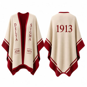 Delta Sigma Theta Women Wool Cape <b>Wrap</b> 1913 Embroidered Red Formal <b>Shawl</b> Long Winter Scarf - Product Image 4
