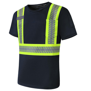 T-shirt de travail haute visibilité pour homme à manches courtes, design de gilet de sécurité réfléchissant, en polyester, chemise fluorescente - Product Image 2