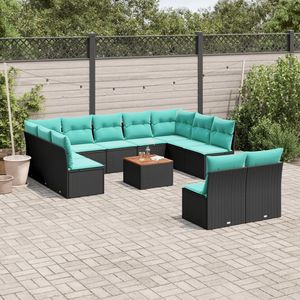 Set Divano da Esterno 12 Pezzi in Polyrattan Nero con Cuscini - Elegante Collezione Arredamento da Giardino - Product Image 1